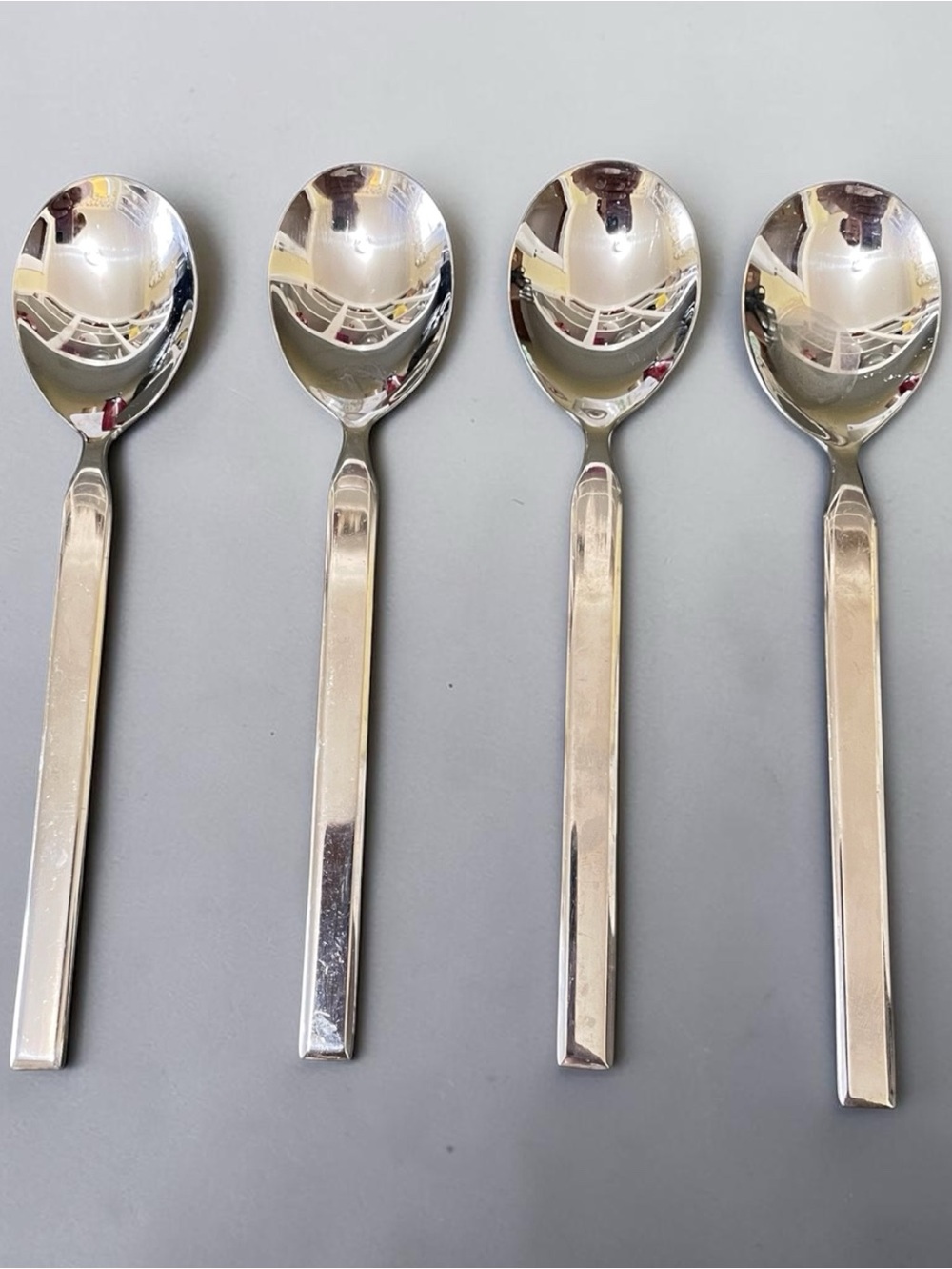 Cambridge Chop/Conversation pattern, set of 4 round spoons for condiments